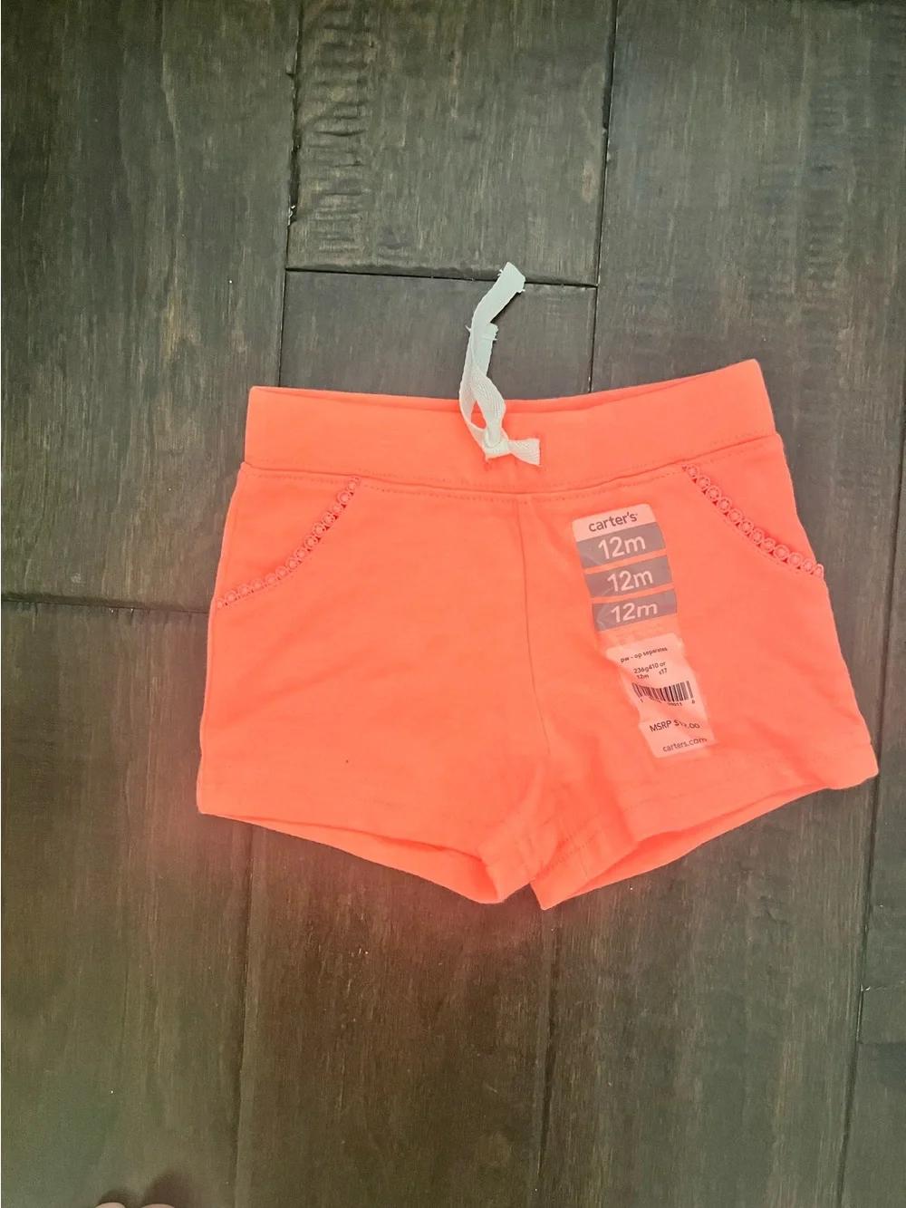 Carter's Coral Orange Knit Shorts with Drawstring